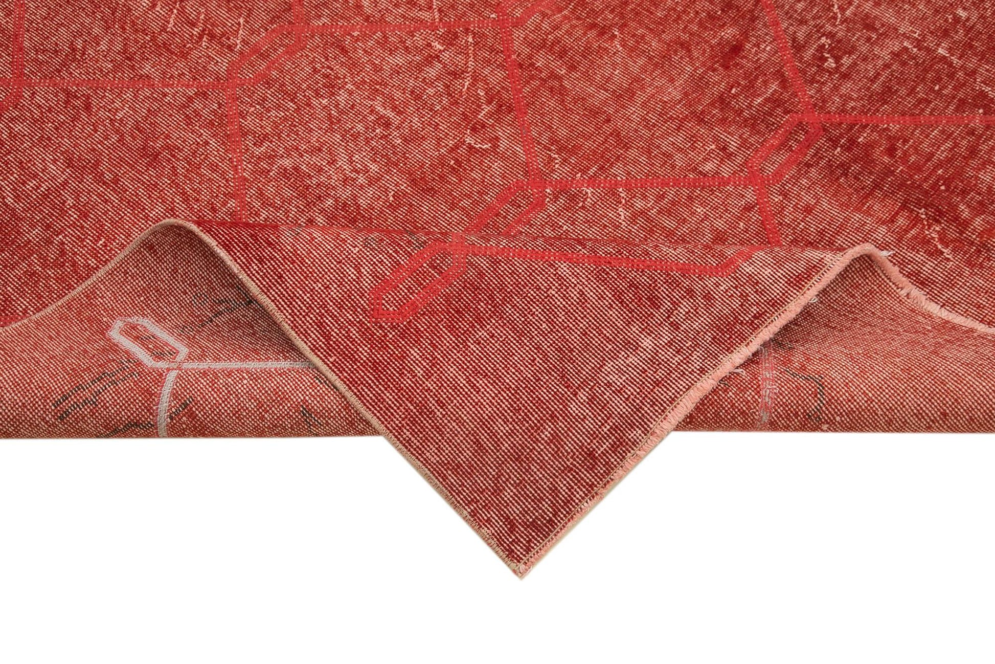 Geometric Carpet Kırmızı Geometrik Pamuk Yün El Dokuma Halısı 208x301 Agacan