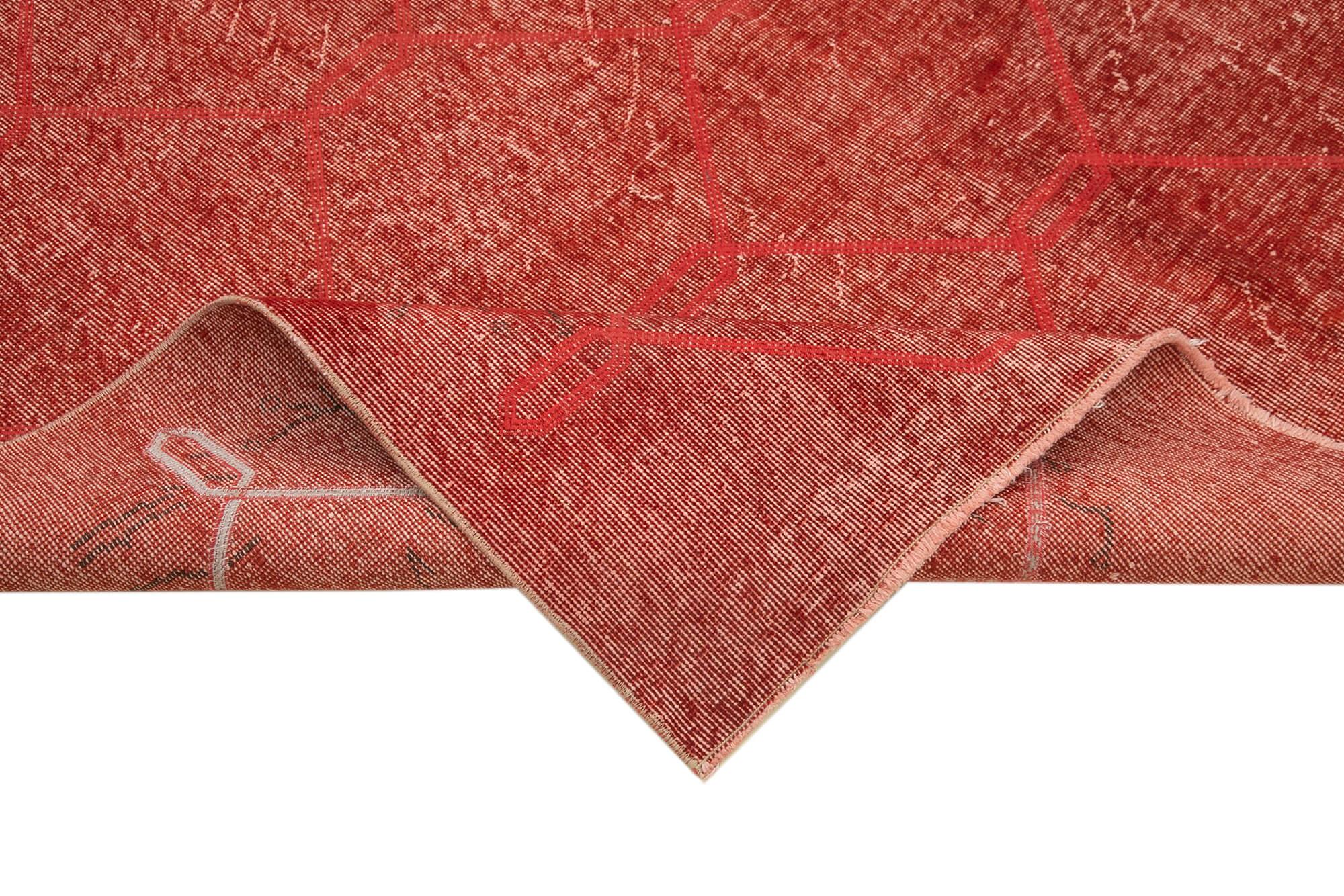 Geometric Carpet Kırmızı Geometrik Pamuk Yün El Dokuma Halısı 208x301 Agacan