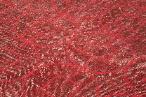 Geometric Carpet Kırmızı Geometrik Pamuk Yün El Dokuma Halısı 170x283 Agacan