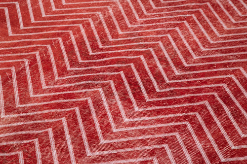 Geometric Carpet Kırmızı Geometrik Pamuk Yün El Dokuma Halısı 206x302 Agacan