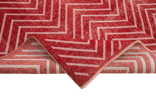 Geometric Carpet Kırmızı Geometrik Pamuk Yün El Dokuma Halısı 206x302 Agacan