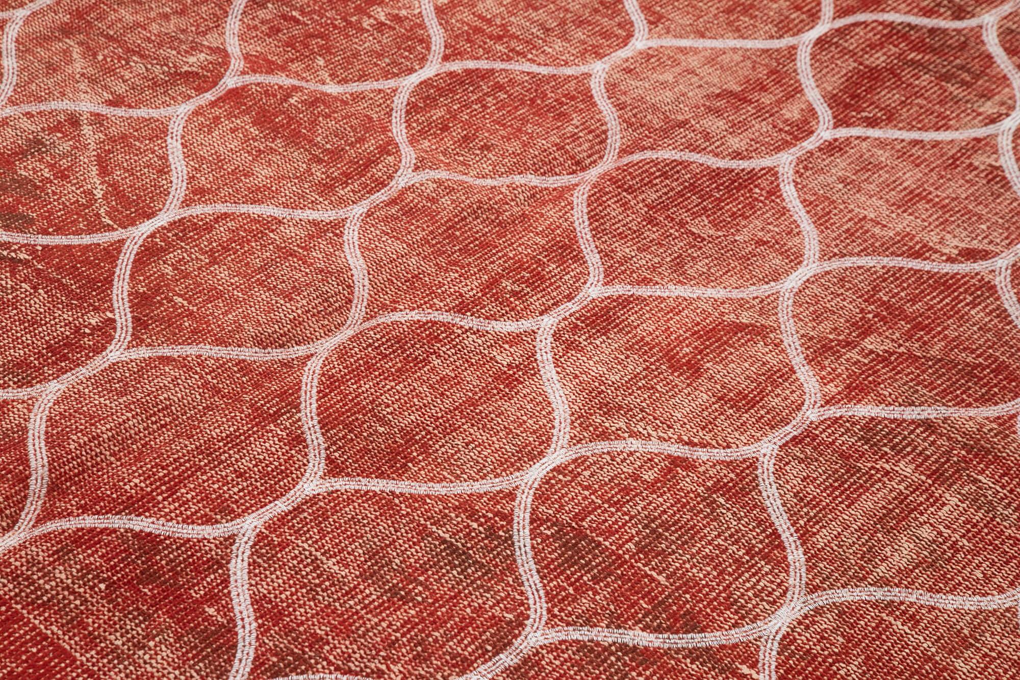 Geometric Carpet Kırmızı Geometrik Pamuk Yün El Dokuma Halısı 226x310 Agacan