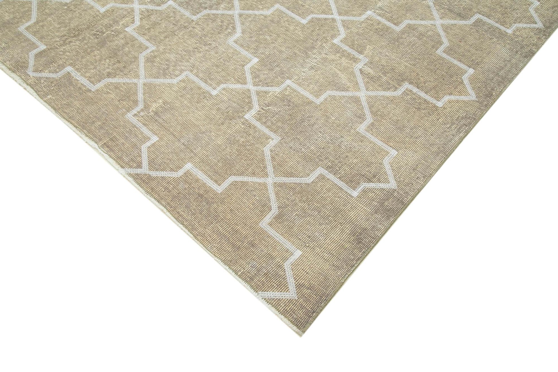 Geometric Carpet Gri Geometrik Pamuk Yün El Dokuma Halısı 211x309 Agacan