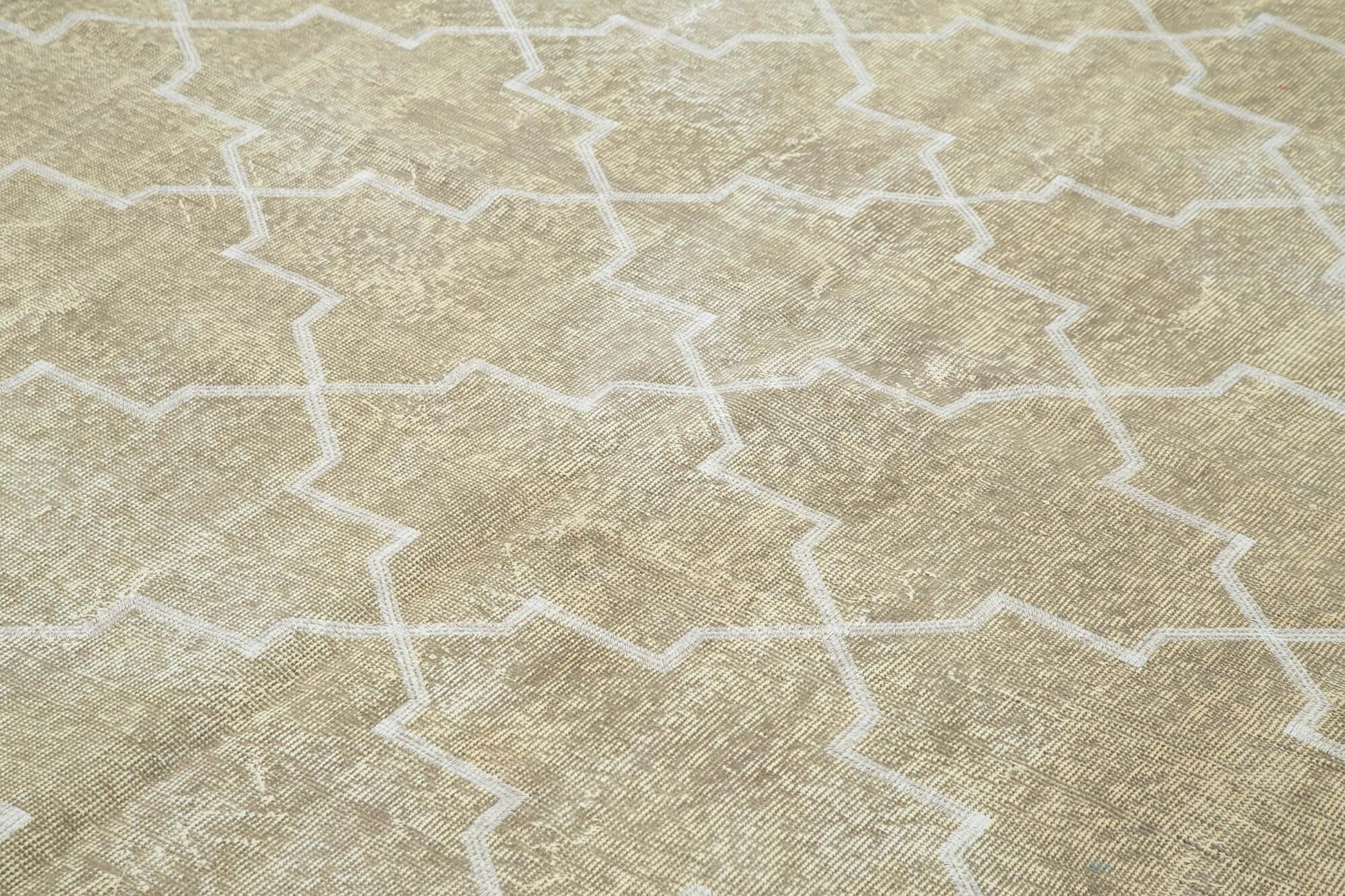 Geometric Carpet Gri Geometrik Pamuk Yün El Dokuma Halısı 211x309 Agacan