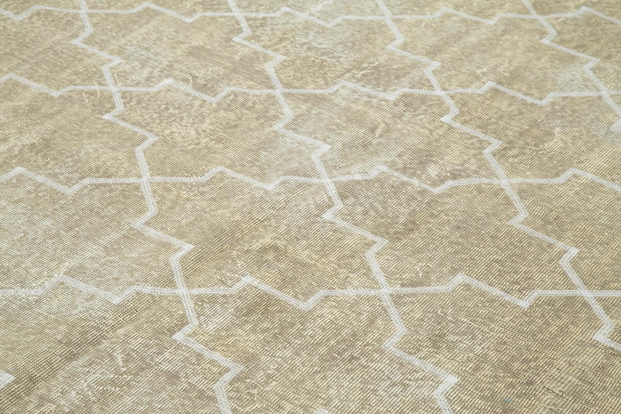Geometric Carpet Gri Geometrik Pamuk Yün El Dokuma Halısı 211x309 Agacan