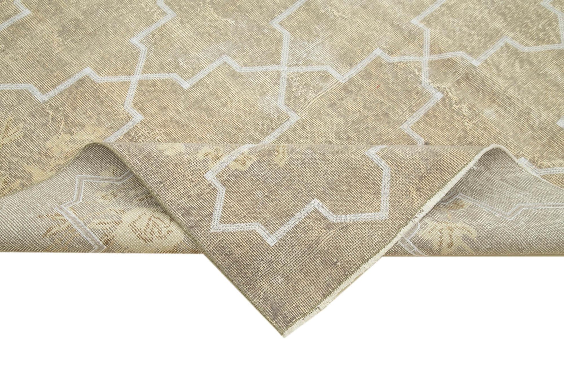 Geometric Carpet Gri Geometrik Pamuk Yün El Dokuma Halısı 211x309 Agacan