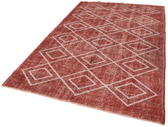 Geometric Carpet Kırmızı Geometrik Pamuk Yün El Dokuma Halısı 166x266 Agacan