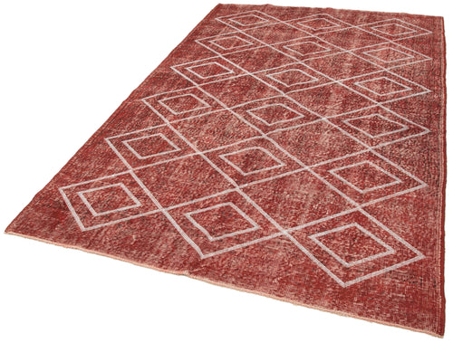 Geometric Carpet Kırmızı Geometrik Pamuk Yün El Dokuma Halısı 166x266 Agacan