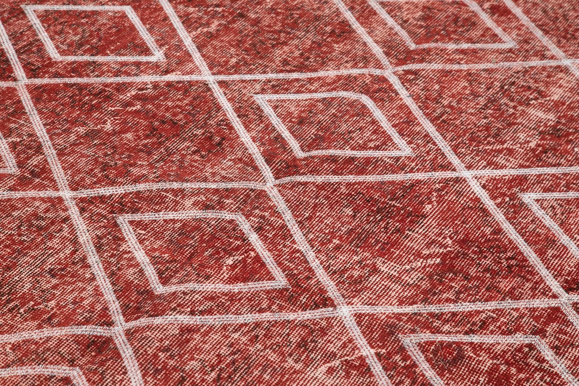 Geometric Carpet Kırmızı Geometrik Pamuk Yün El Dokuma Halısı 166x266 Agacan