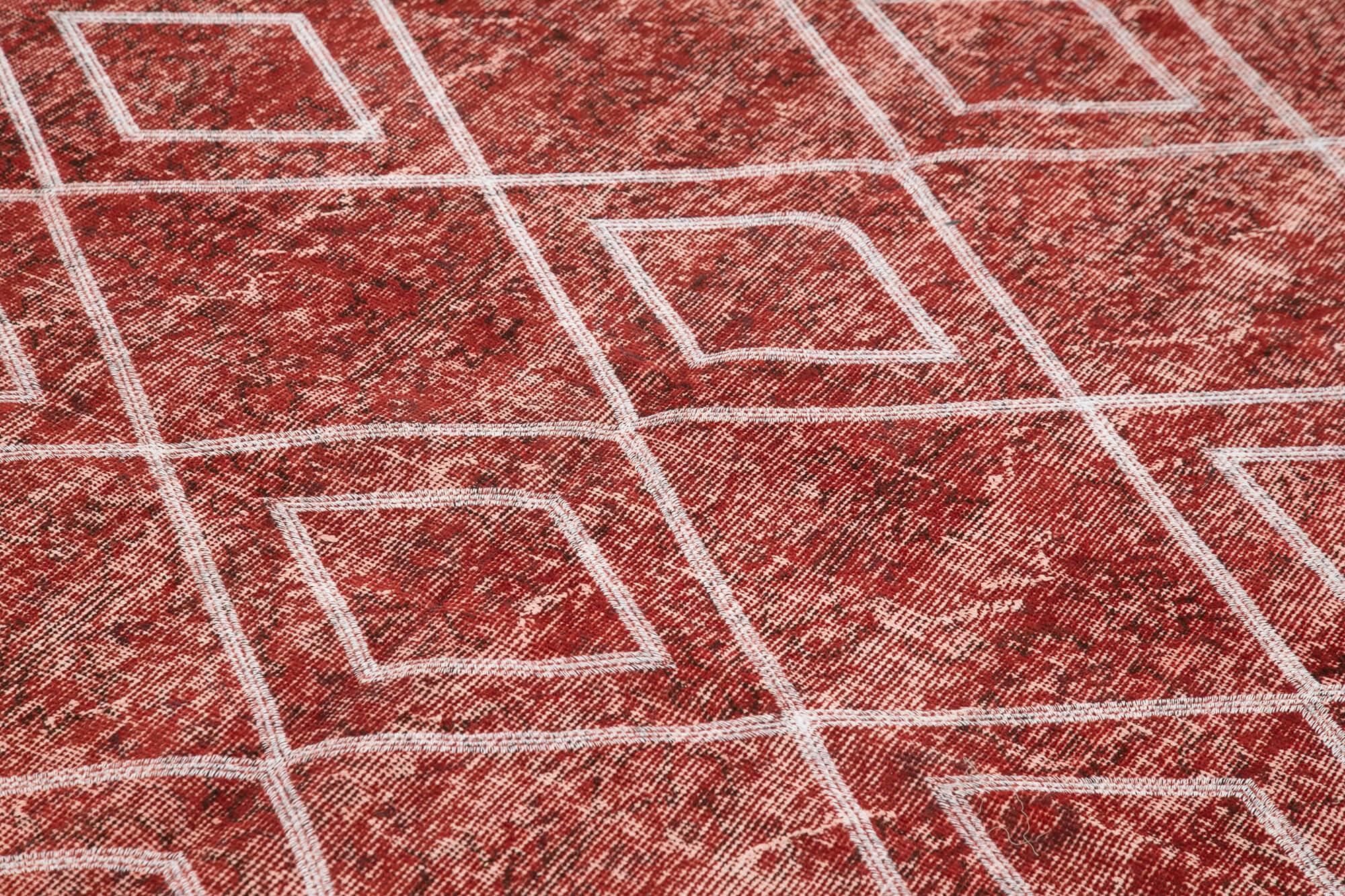 Geometric Carpet Kırmızı Geometrik Pamuk Yün El Dokuma Halısı 166x266 Agacan
