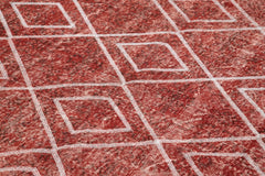 Geometric Carpet Kırmızı Geometrik Pamuk Yün El Dokuma Halısı 166x266 Agacan