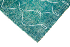 Geometric Carpet Turkuaz Geometrik Pamuk Yün El Dokuma Halısı 200x298 Agacan