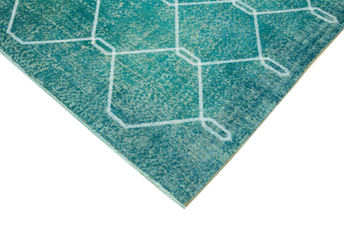 Geometric Carpet Turkuaz Geometrik Pamuk Yün El Dokuma Halısı 200x298 Agacan
