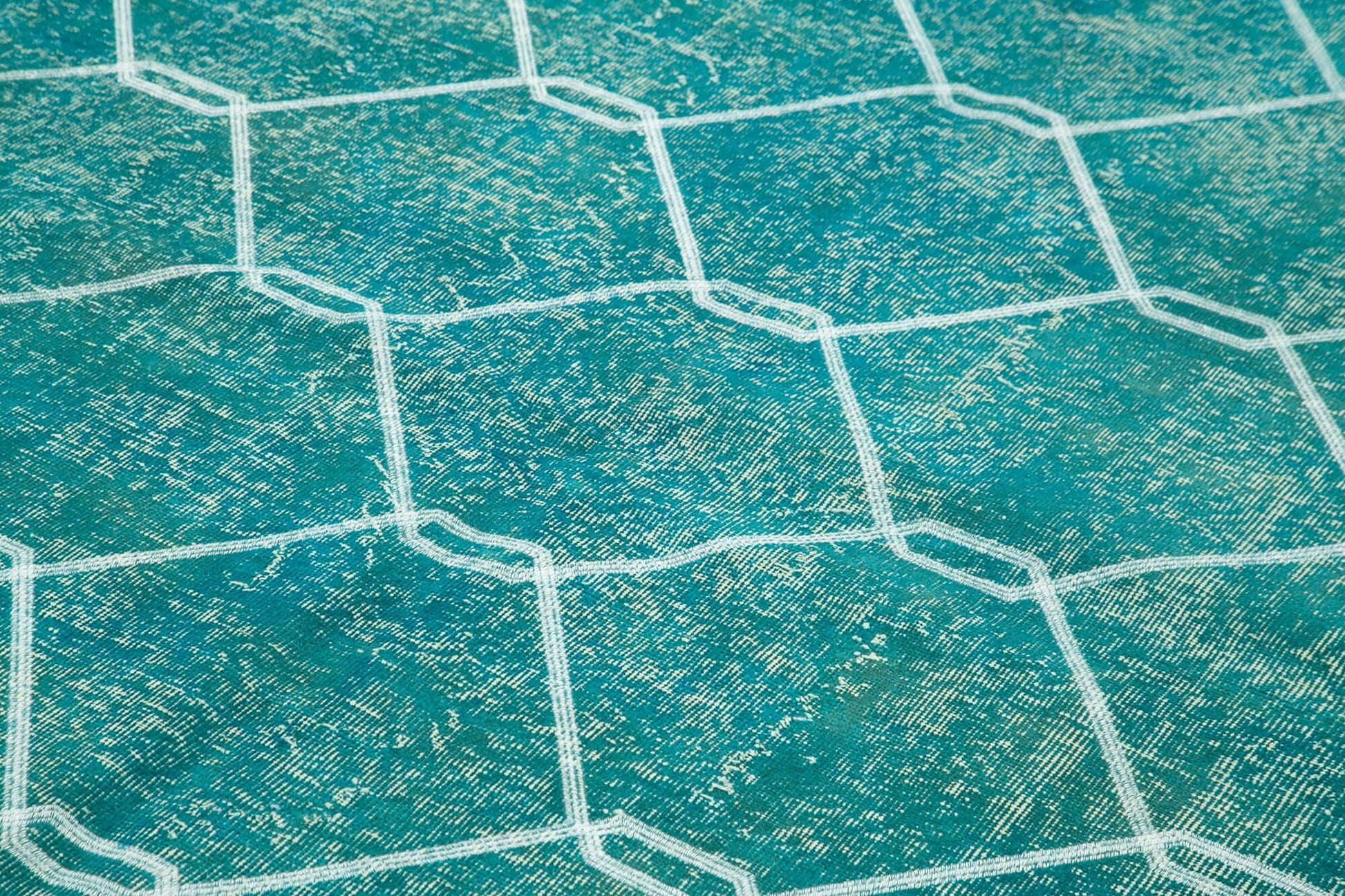 Geometric Carpet Turkuaz Geometrik Pamuk Yün El Dokuma Halısı 200x298 Agacan