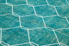 Geometric Carpet Turkuaz Geometrik Pamuk Yün El Dokuma Halısı 200x298 Agacan