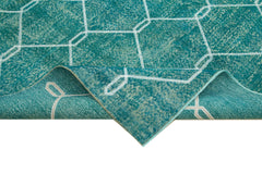 Geometric Carpet Turkuaz Geometrik Pamuk Yün El Dokuma Halısı 200x298 Agacan