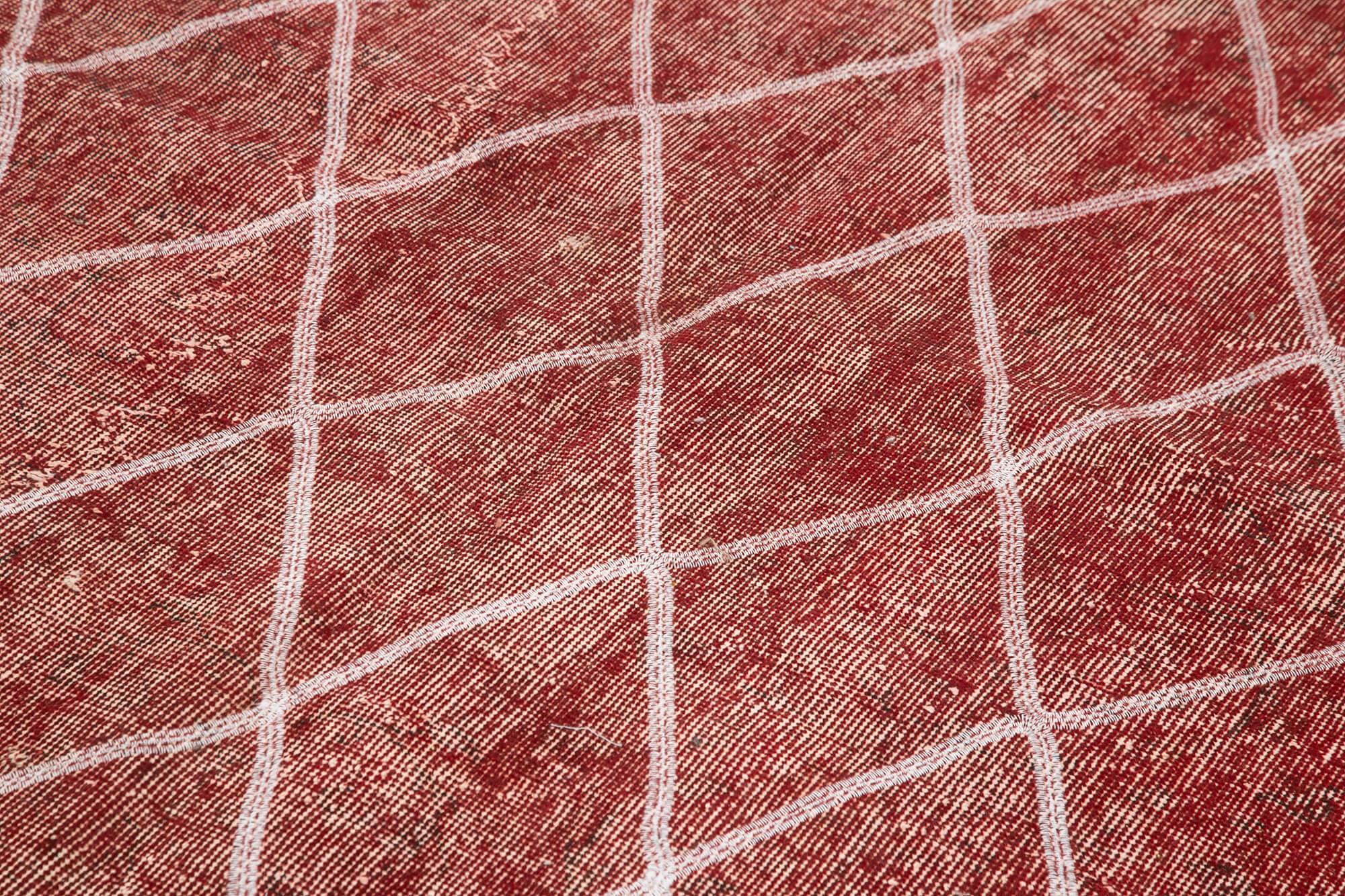 Geometric Carpet Kırmızı Geometrik Pamuk Yün El Dokuma Halısı 159x272 Agacan