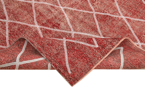 Geometric Carpet Kırmızı Geometrik Pamuk Yün El Dokuma Halısı 159x272 Agacan