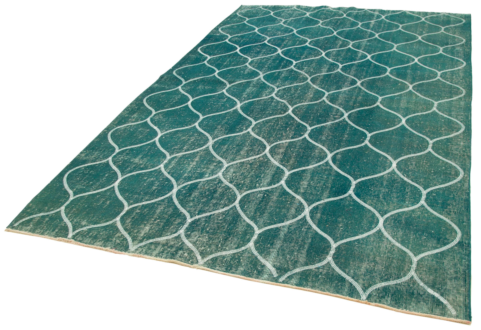 Geometric Carpet Turkuaz Geometrik Pamuk Yün El Dokuma Halısı 195x302 Agacan