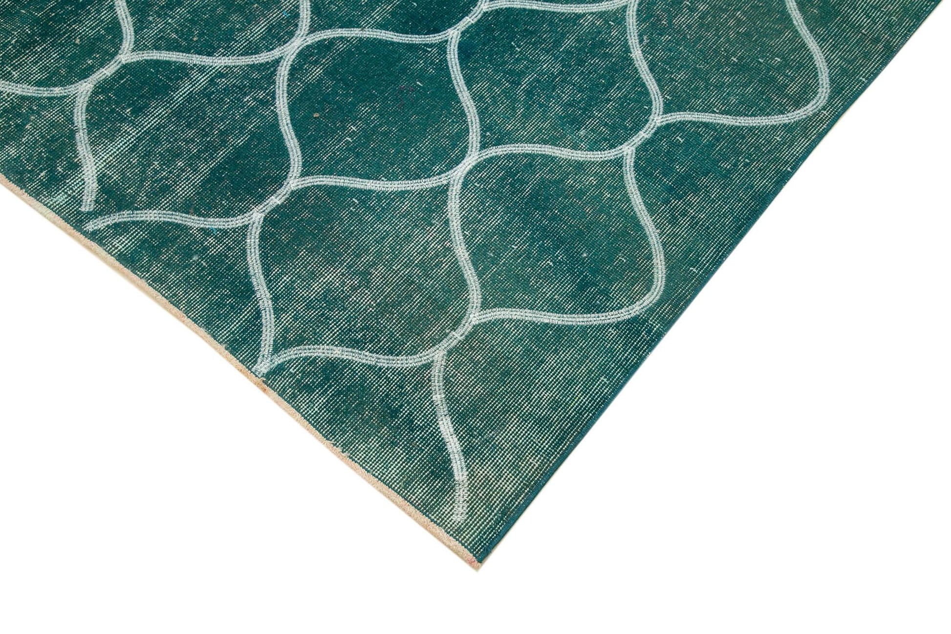 Geometric Carpet Turkuaz Geometrik Pamuk Yün El Dokuma Halısı 195x302 Agacan