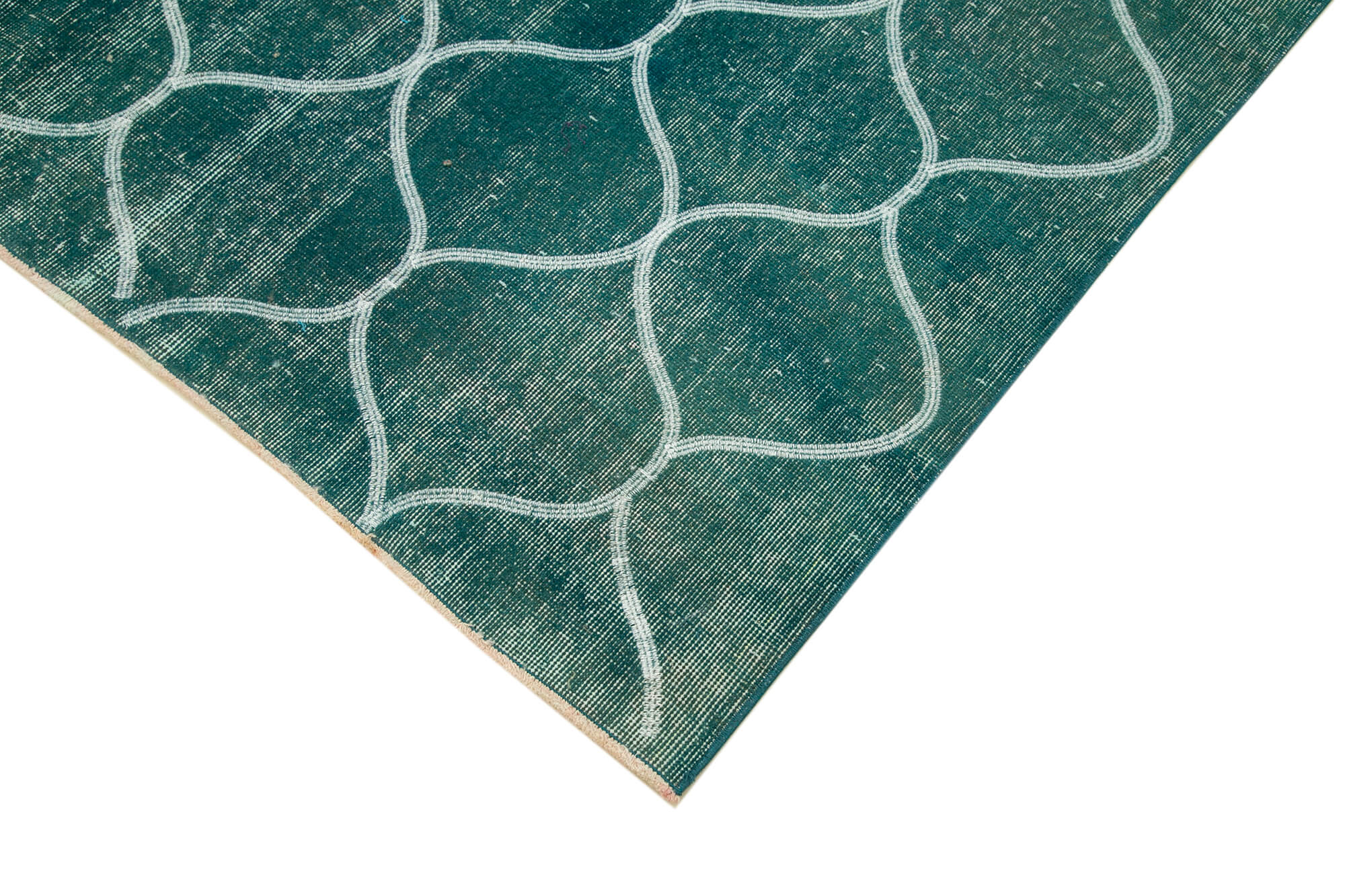 Geometric Carpet Turkuaz Geometrik Pamuk Yün El Dokuma Halısı 195x302 Agacan