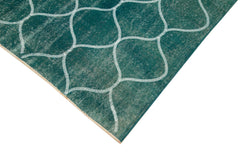 Geometric Carpet Turkuaz Geometrik Pamuk Yün El Dokuma Halısı 195x302 Agacan