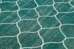 Geometric Carpet Turkuaz Geometrik Pamuk Yün El Dokuma Halısı 195x302 Agacan