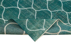 Geometric Carpet Turkuaz Geometrik Pamuk Yün El Dokuma Halısı 195x302 Agacan