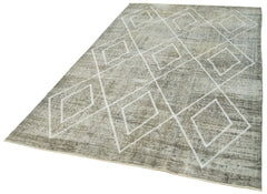 Geometric Carpet Gri Geometrik Pamuk Yün El Dokuma Halısı 158x256 Agacan