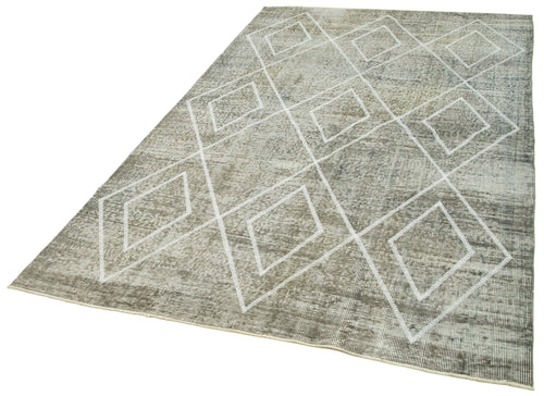 Geometric Carpet Gri Geometrik Pamuk Yün El Dokuma Halısı 158x256 Agacan