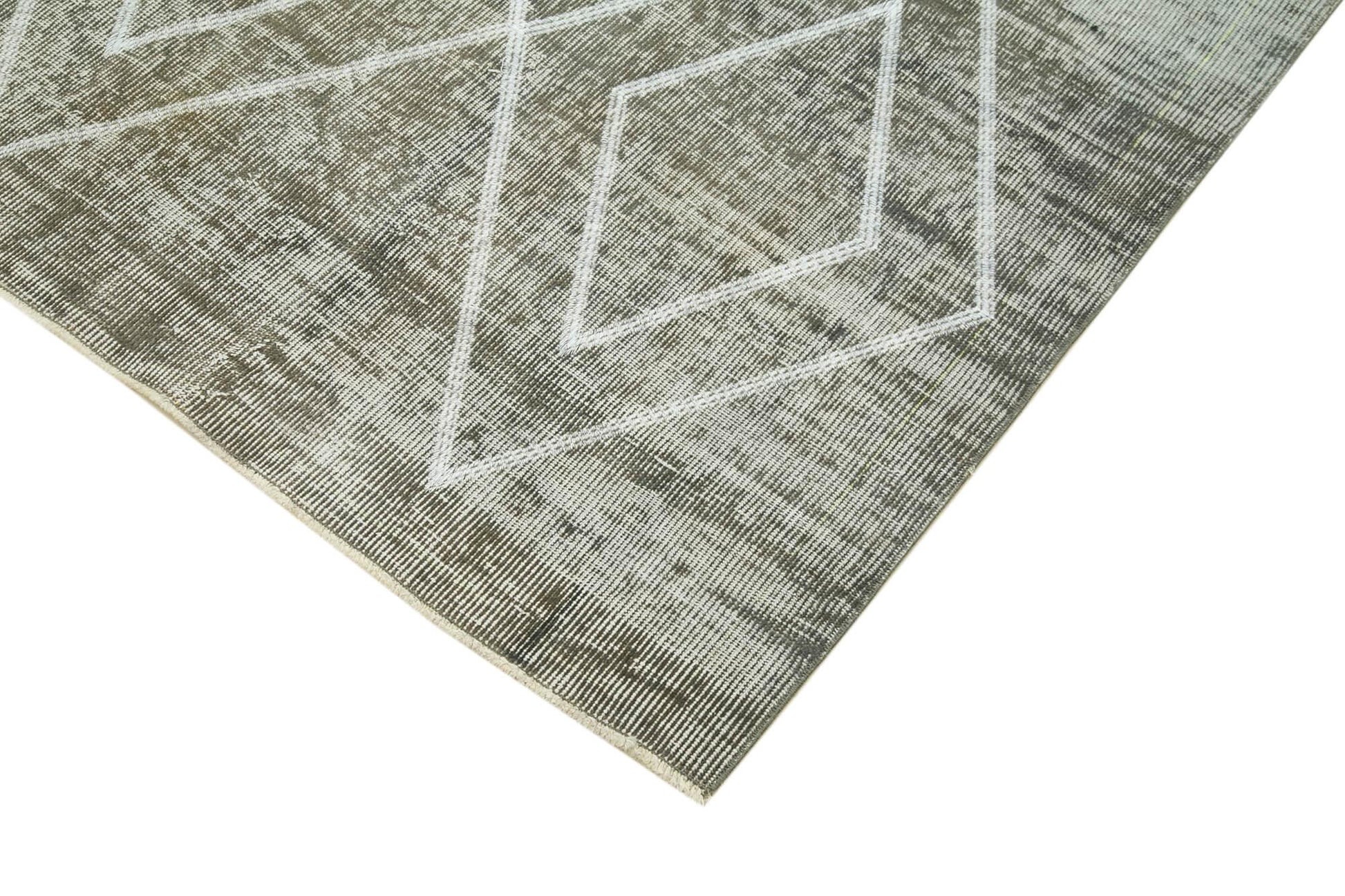 Geometric Carpet Gri Geometrik Pamuk Yün El Dokuma Halısı 158x256 Agacan