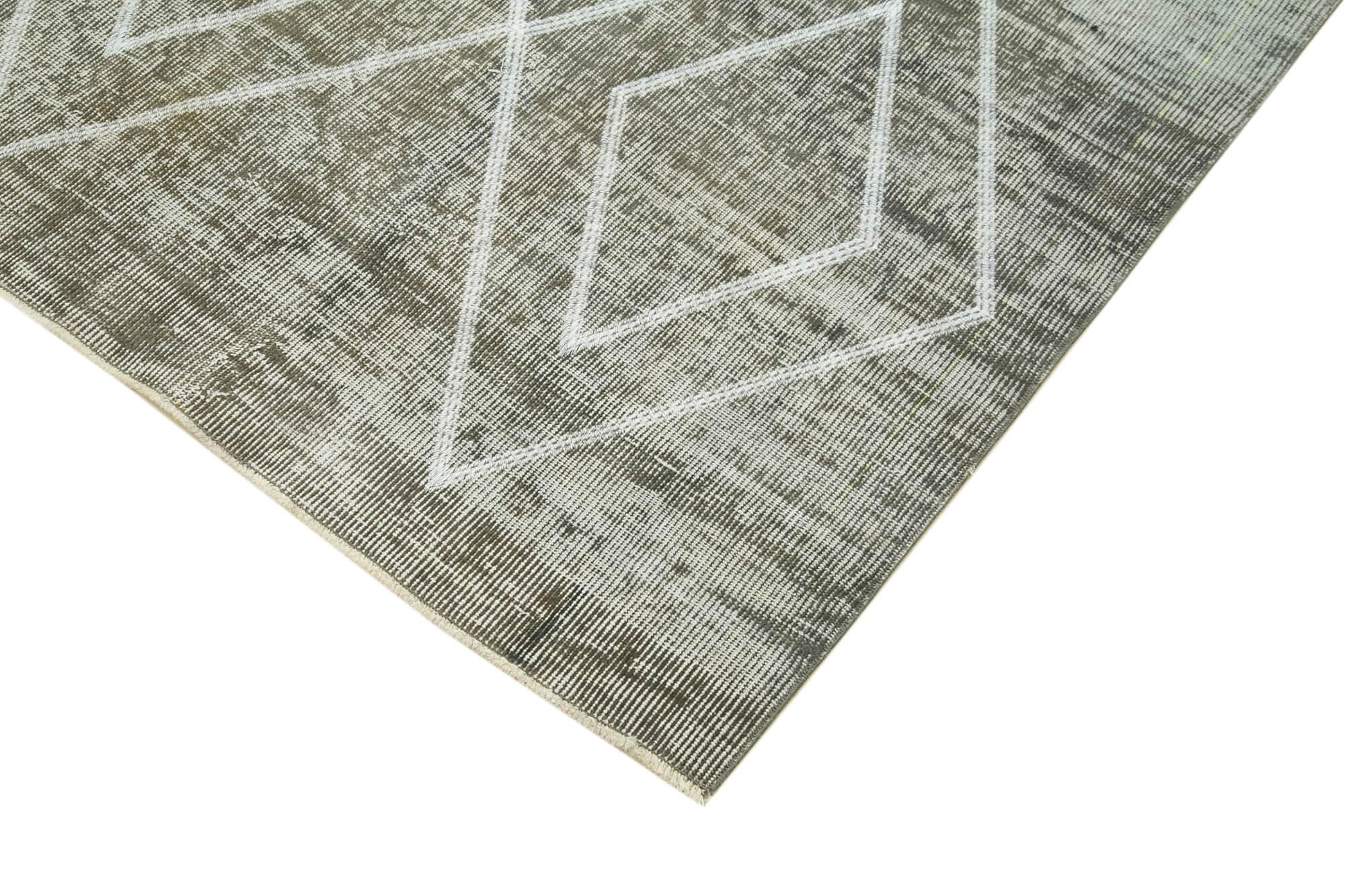 Geometric Carpet Gri Geometrik Pamuk Yün El Dokuma Halısı 158x256 Agacan
