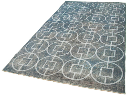 Geometric Carpet Mavi Geometrik Pamuk Yün El Dokuma Halısı 164x295 Agacan