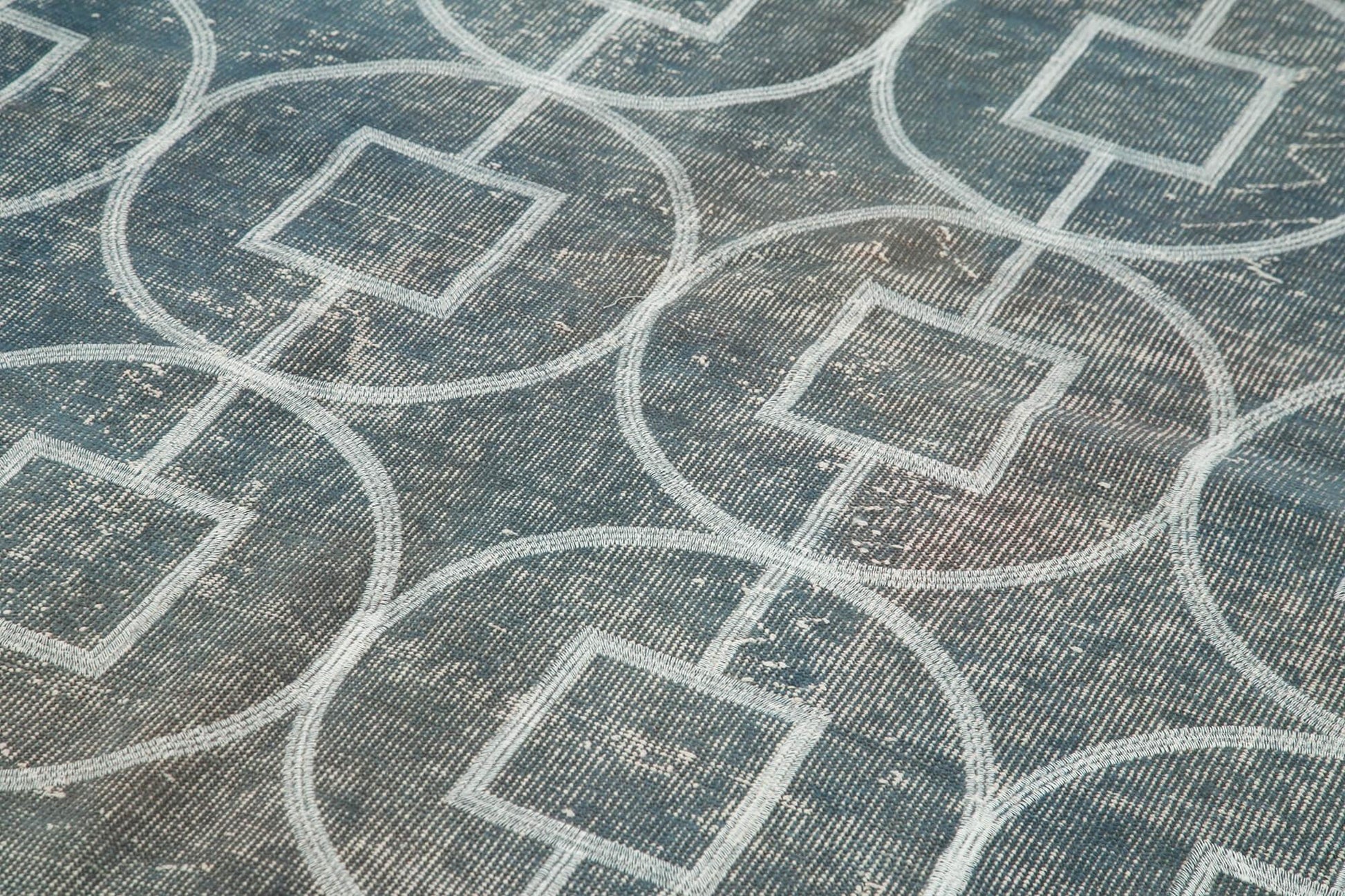 Geometric Carpet Mavi Geometrik Pamuk Yün El Dokuma Halısı 164x295 Agacan