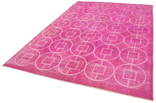 Geometric Carpet Pembe Geometrik Pamuk Yün El Dokuma Halısı 206x298 Agacan