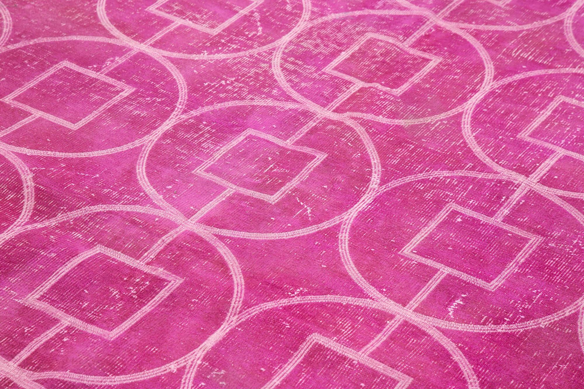 Geometric Carpet Pembe Geometrik Pamuk Yün El Dokuma Halısı 206x298 Agacan