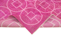 Geometric Carpet Pembe Geometrik Pamuk Yün El Dokuma Halısı 206x298 Agacan