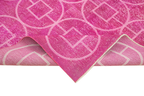 Geometric Carpet Pembe Geometrik Pamuk Yün El Dokuma Halısı 206x298 Agacan