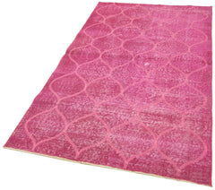 Geometric Carpet Pembe Geometrik Pamuk Yün El Dokuma Halısı 113x203 Agacan