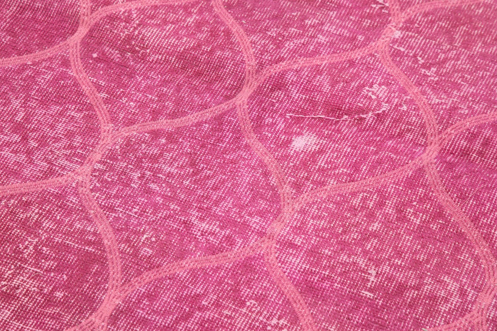 Geometric Carpet Pembe Geometrik Pamuk Yün El Dokuma Halısı 113x203 Agacan