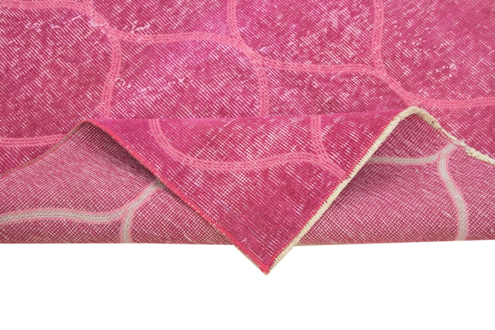 Geometric Carpet Pembe Geometrik Pamuk Yün El Dokuma Halısı 113x203 Agacan