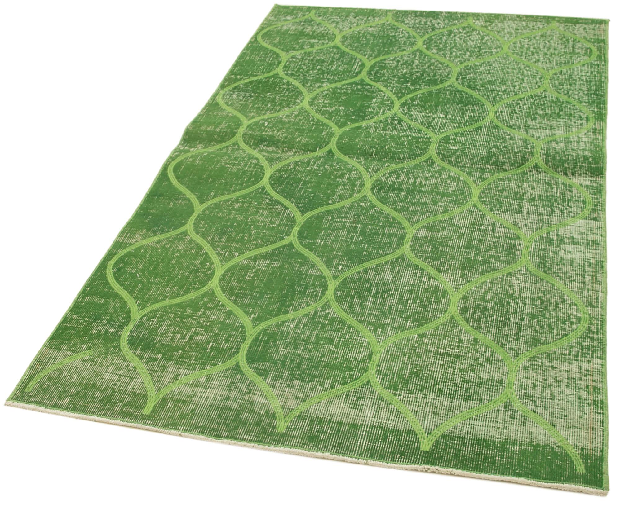 Geometric Carpet Yeşil Geometrik Pamuk Yün El Dokuma Halısı 118x191 Agacan