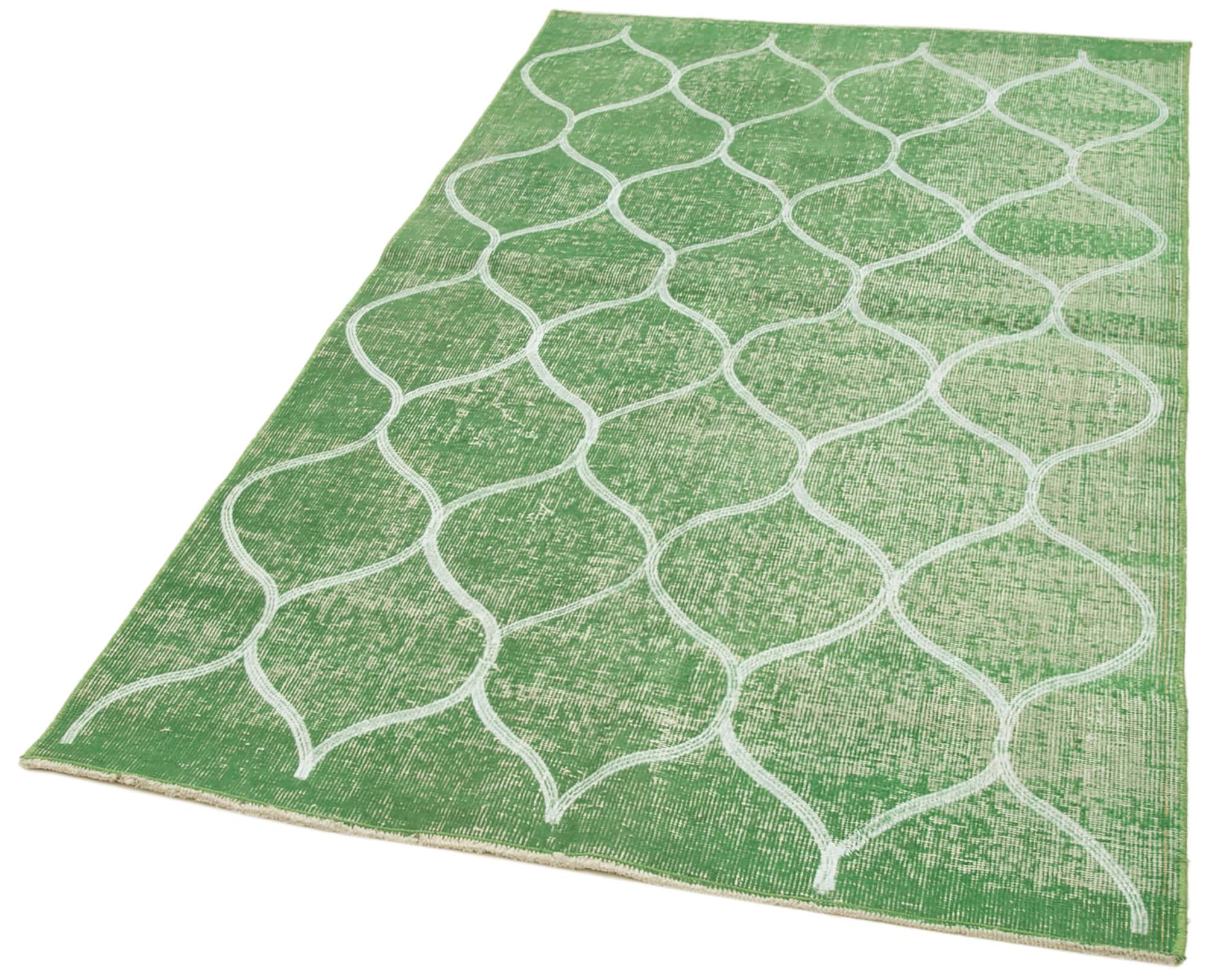 Geometric Carpet Yeşil Geometrik Pamuk Yün El Dokuma Halısı 117x193 Agacan