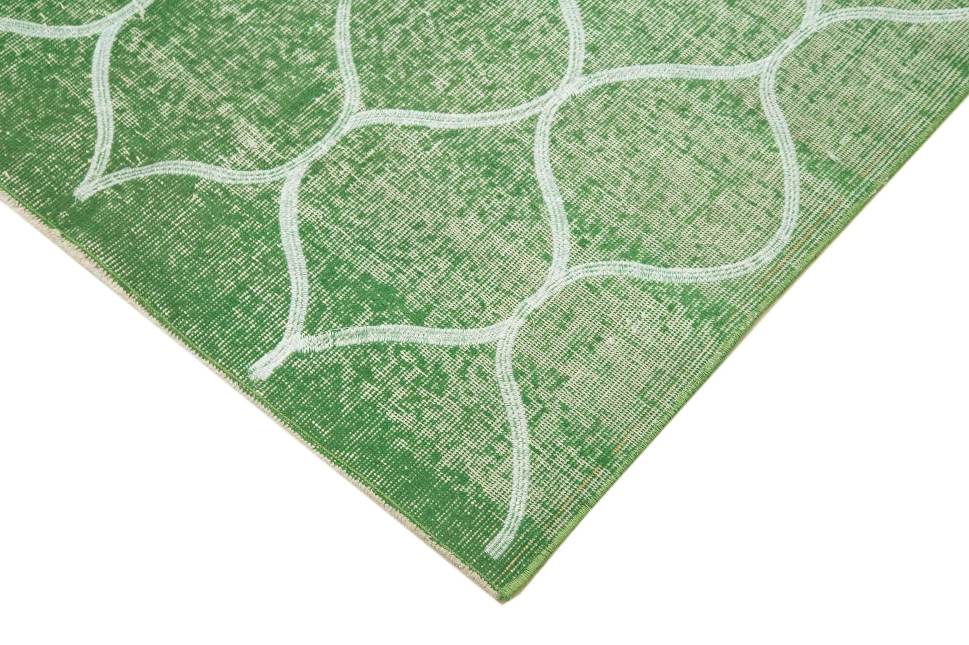 Geometric Carpet Yeşil Geometrik Pamuk Yün El Dokuma Halısı 117x193 Agacan