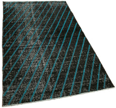 Geometric Carpet Siyah Geometrik Pamuk Yün El Dokuma Halısı 103x193 Agacan