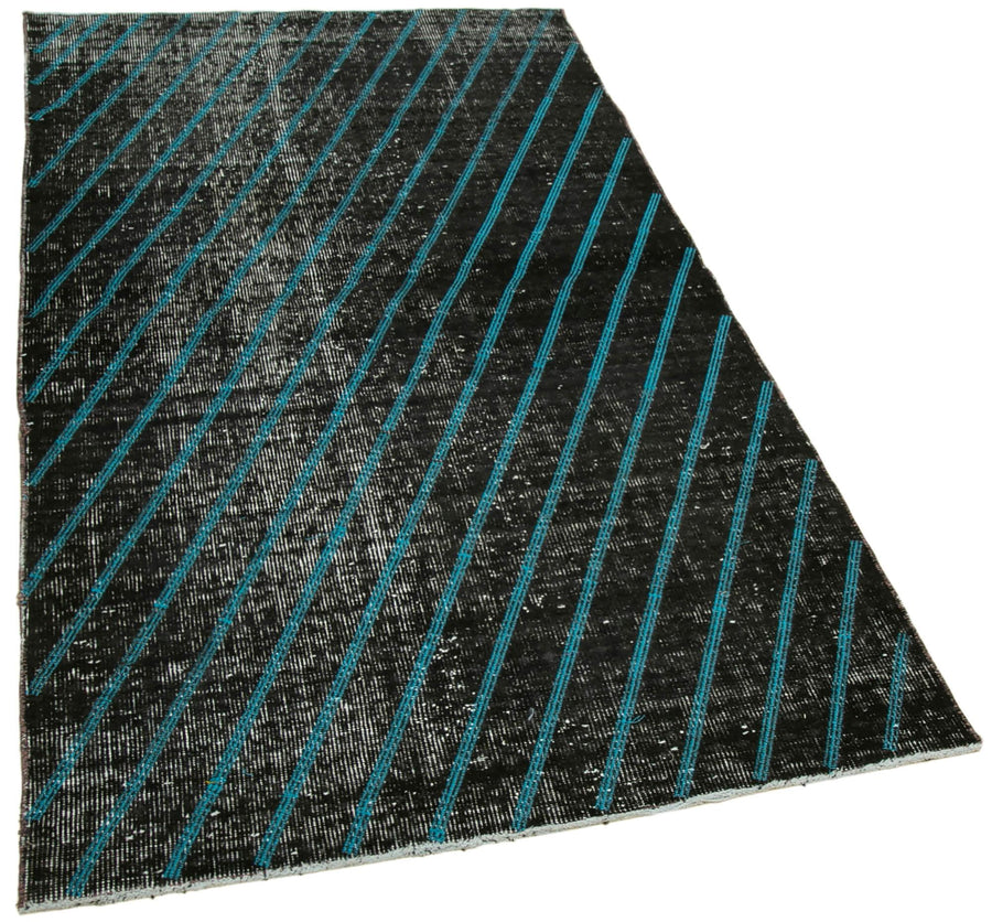Geometric Carpet Siyah Geometrik Pamuk Yün El Dokuma Halısı 103x193 Agacan