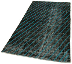 Geometric Carpet Siyah Geometrik Pamuk Yün El Dokuma Halısı 103x193 Agacan