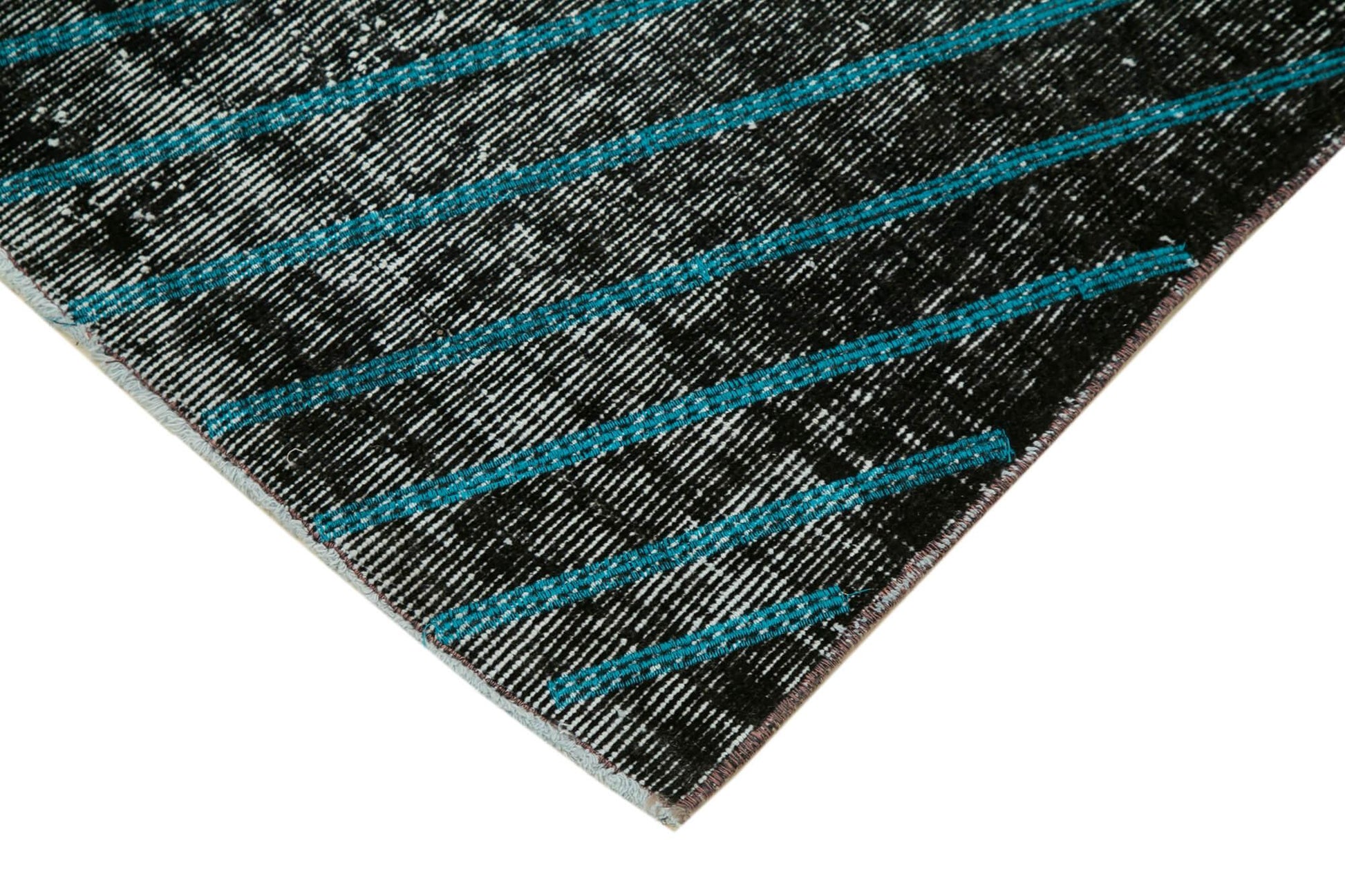 Geometric Carpet Siyah Geometrik Pamuk Yün El Dokuma Halısı 103x193 Agacan
