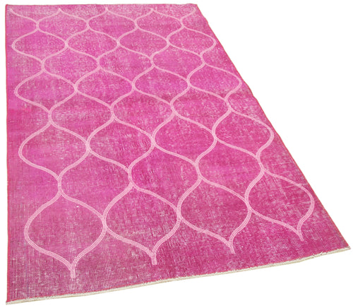 Geometric Carpet Pembe Geometrik Pamuk Yün El Dokuma Halısı 112x194 Agacan