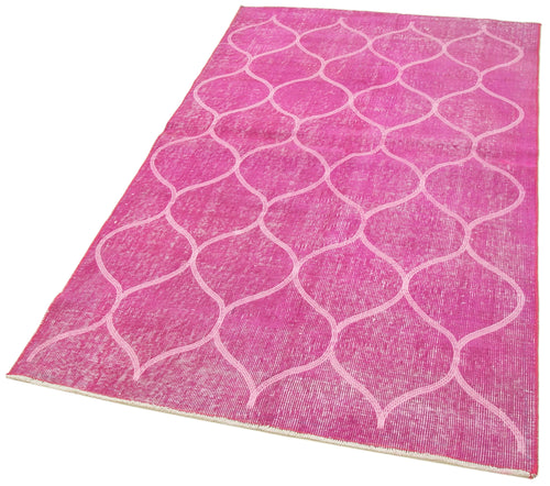 Geometric Carpet Pembe Geometrik Pamuk Yün El Dokuma Halısı 112x194 Agacan